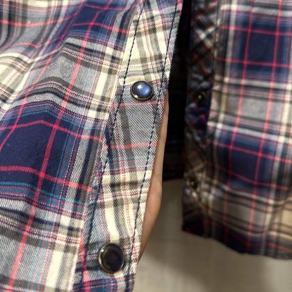 Esprit Western Cotton Blue Whit Pink Plaid Snap Button size M - Picture 12 of 14